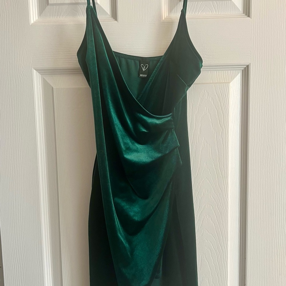 Emerald Green Velvet Mini Dress